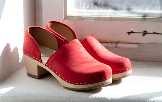 How to style clogs for Valentine's Day: Red clogs