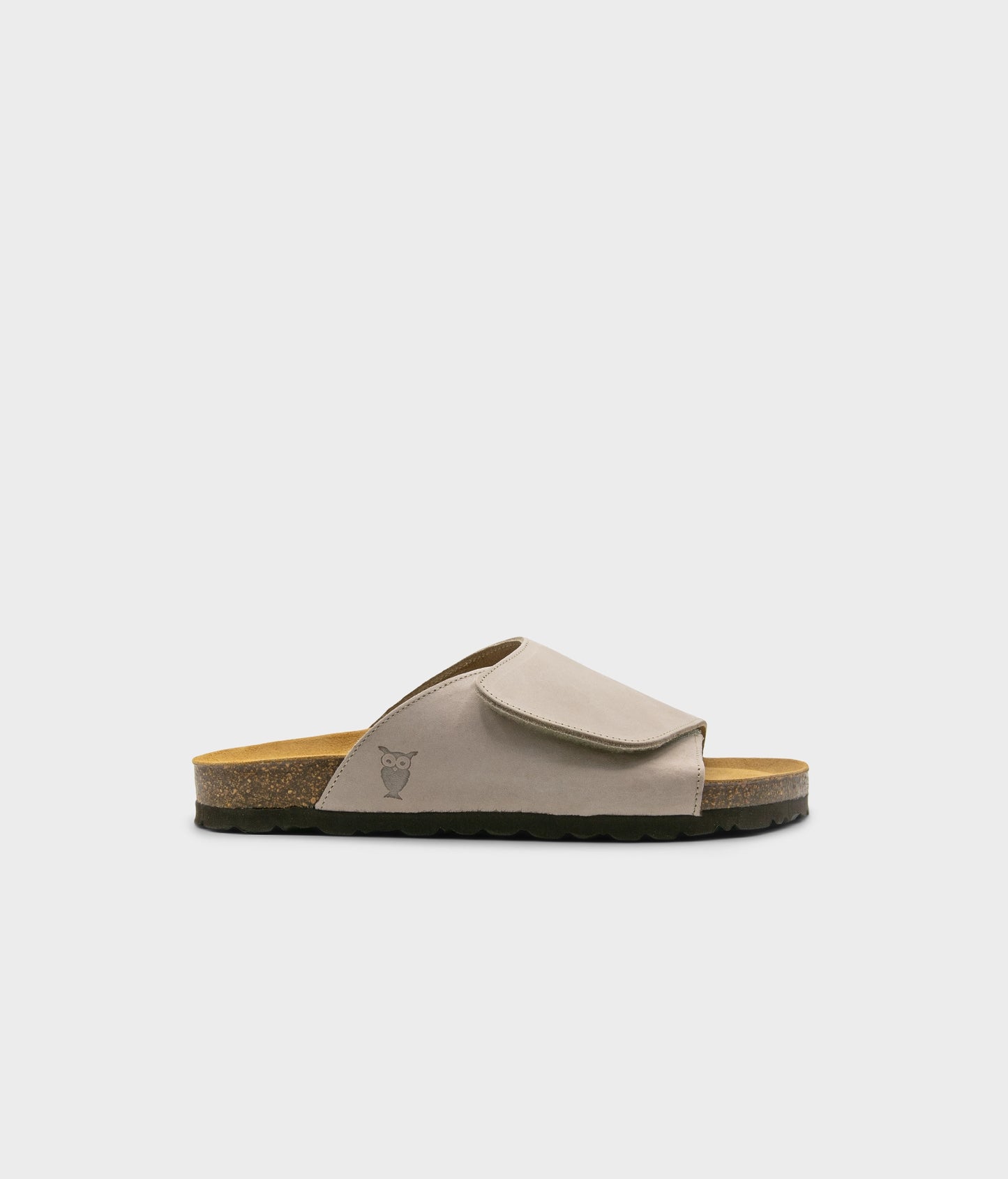 Vigo velcro cork sandals in Sandstone beige nubuck leather, suede footbed and brown EVA outersole