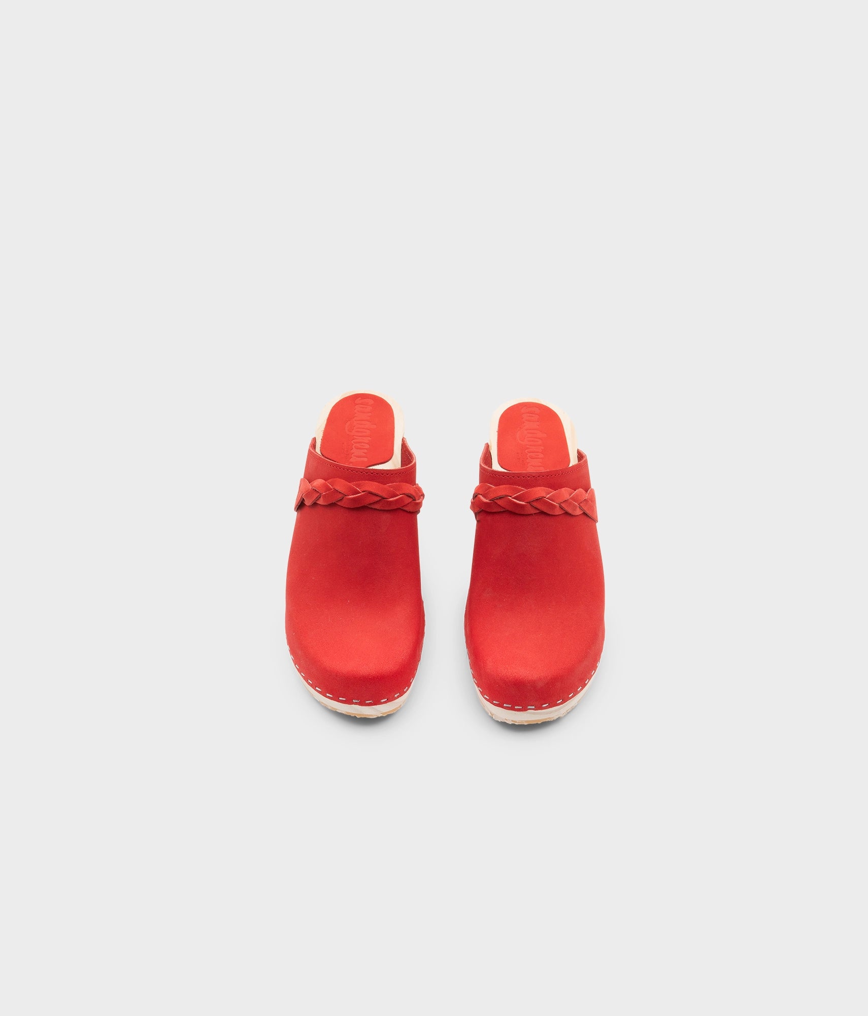 Cannes high-rise braided clog mule in red | Sandgrens