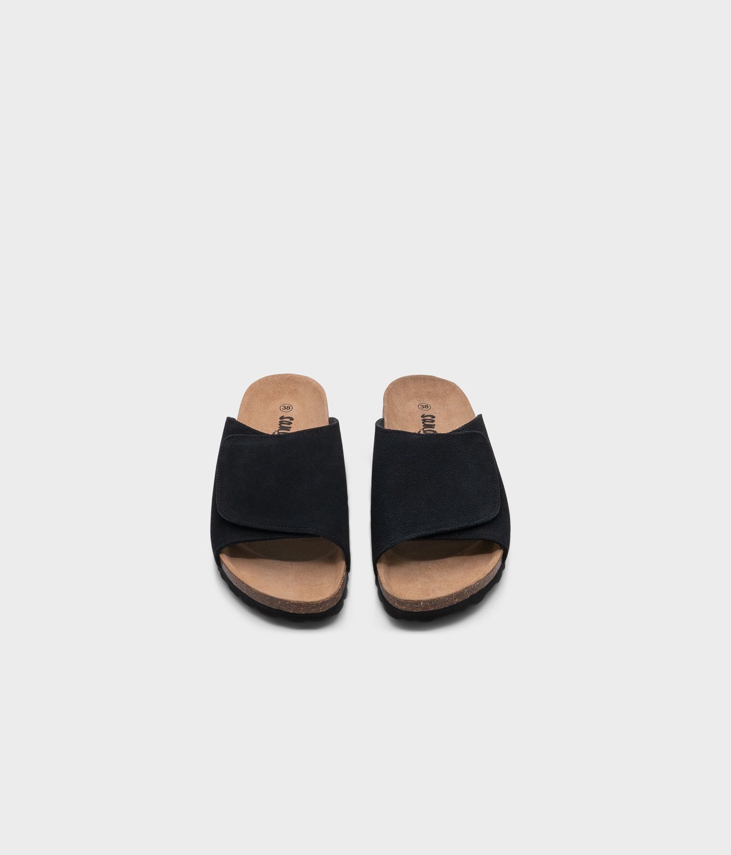 Sandgrens Cork Sandal Vigo in Black Ember Suede