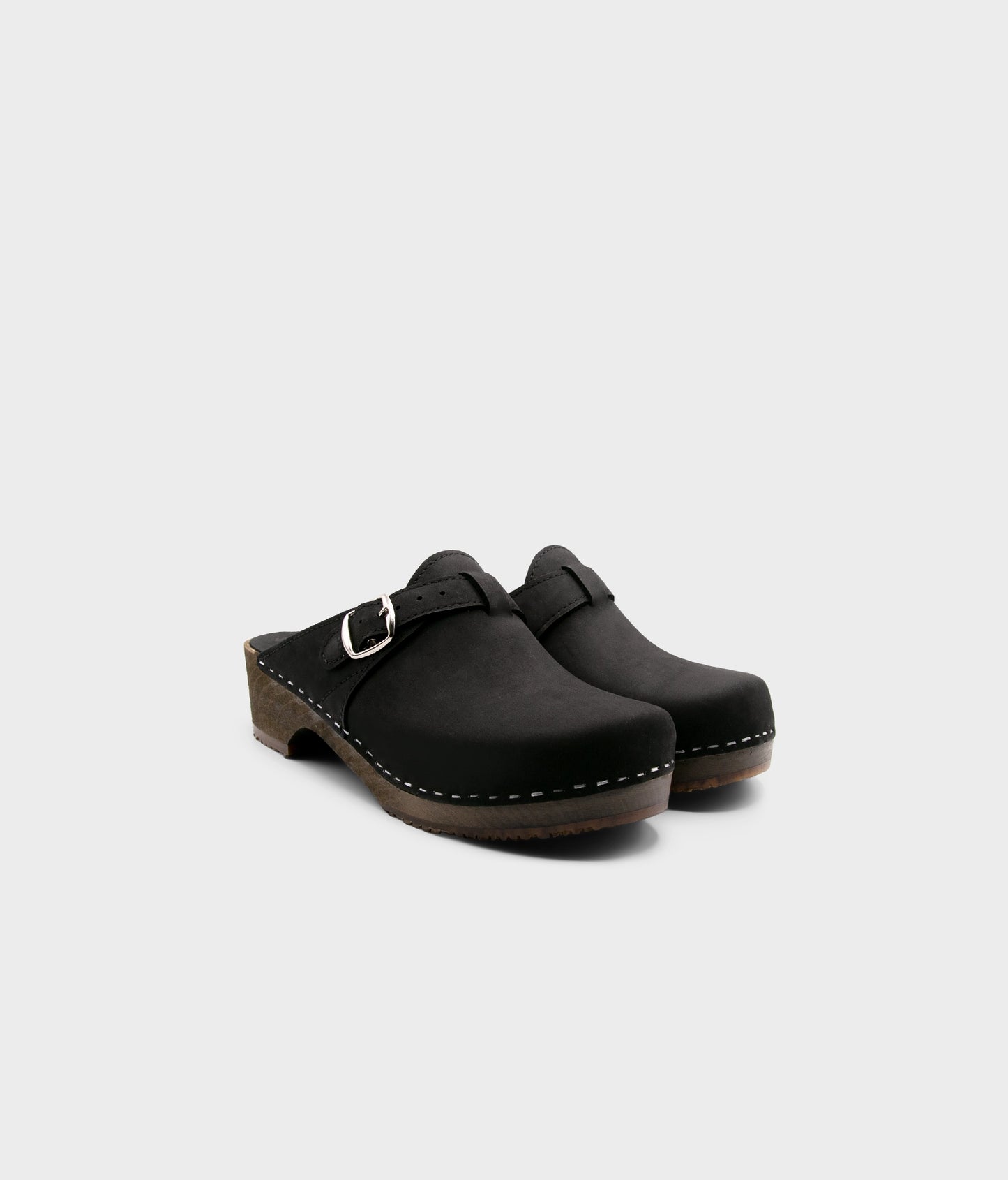 Halmstad buckled clog mules