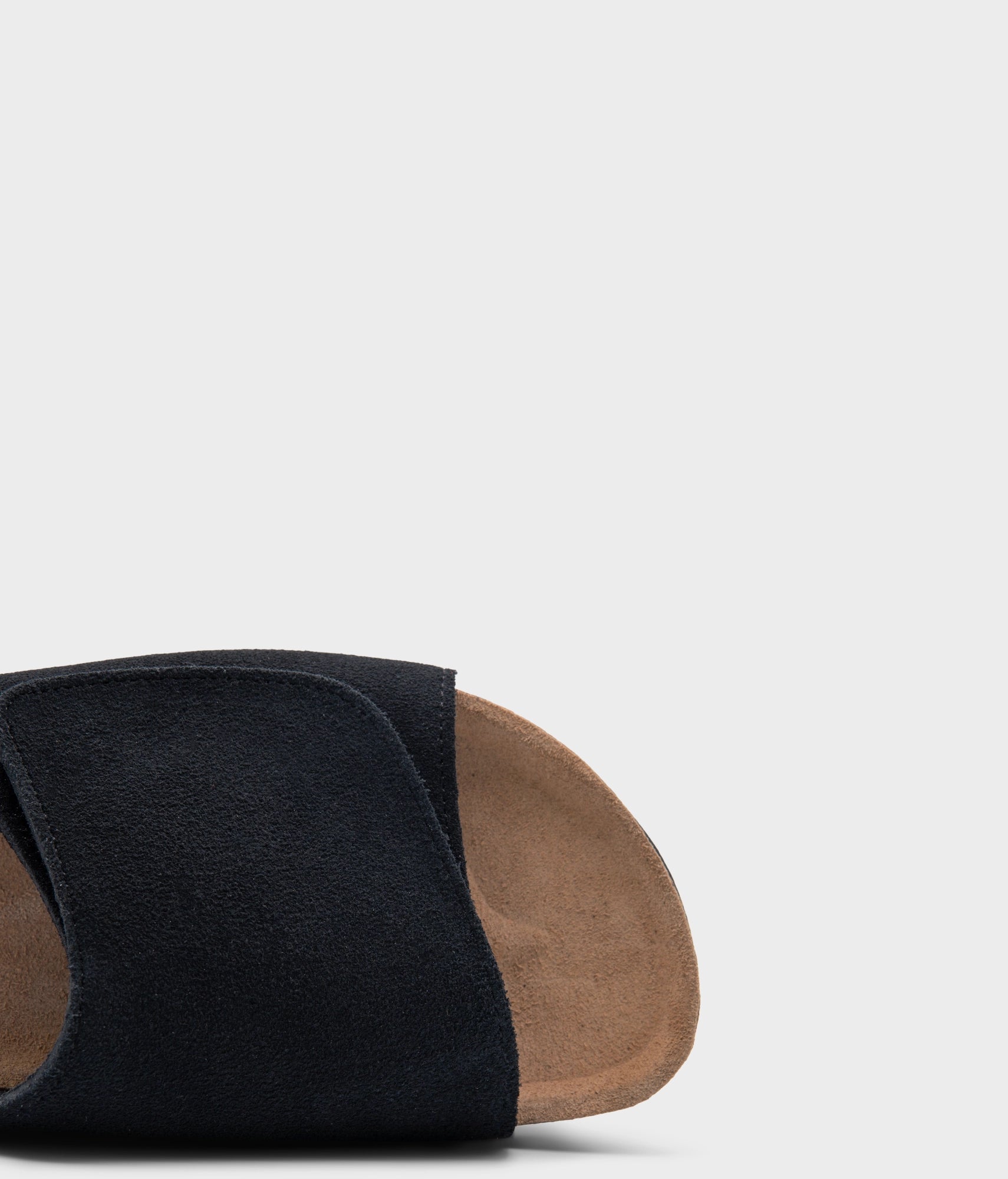 Vigo velcro cork sandals in Sandstone black ember, suede footbed and black EVA outersole