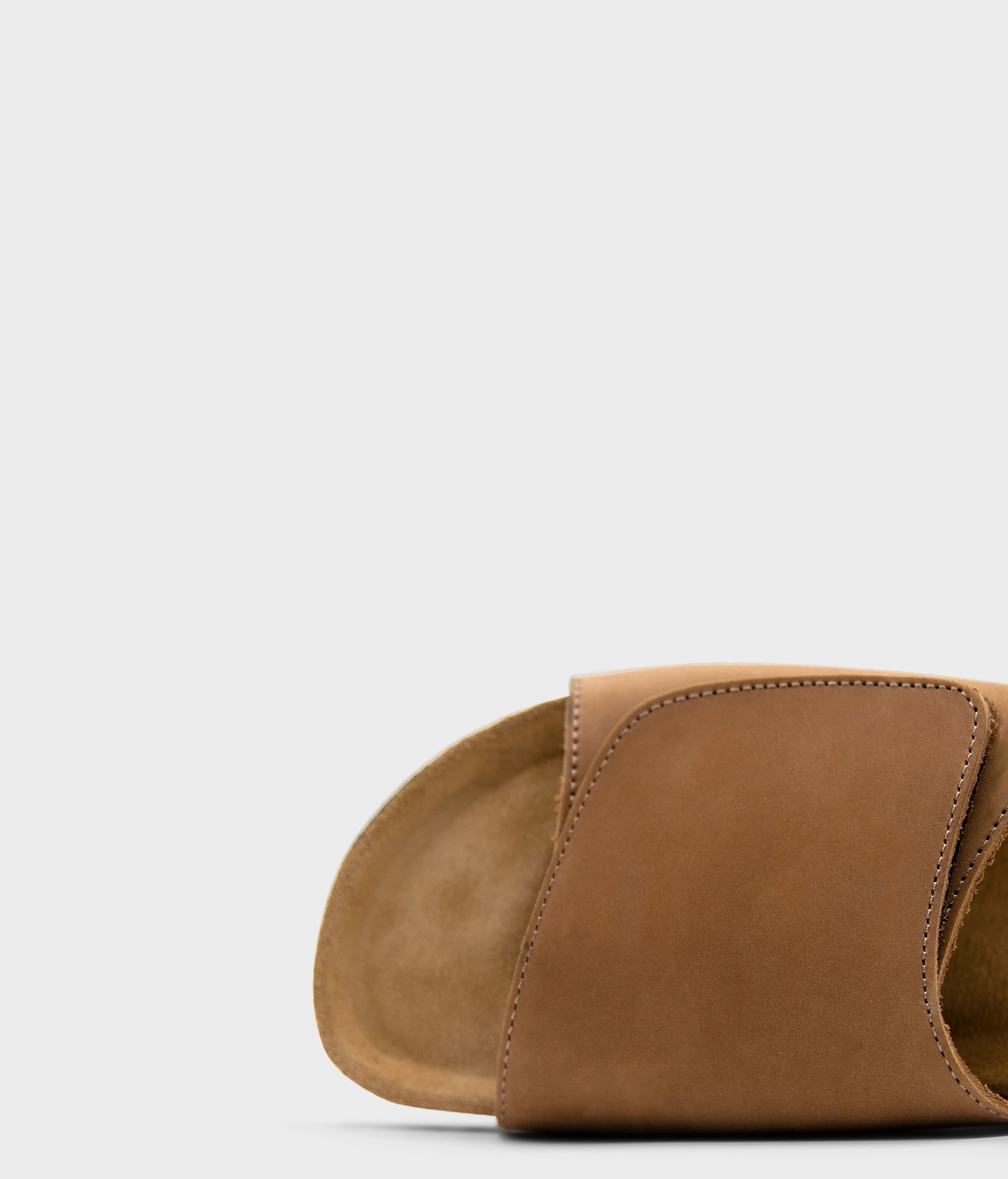 Vigo velcro cork sandals in Hazel brown nubuck leather, suede footbed and black EVA outersole