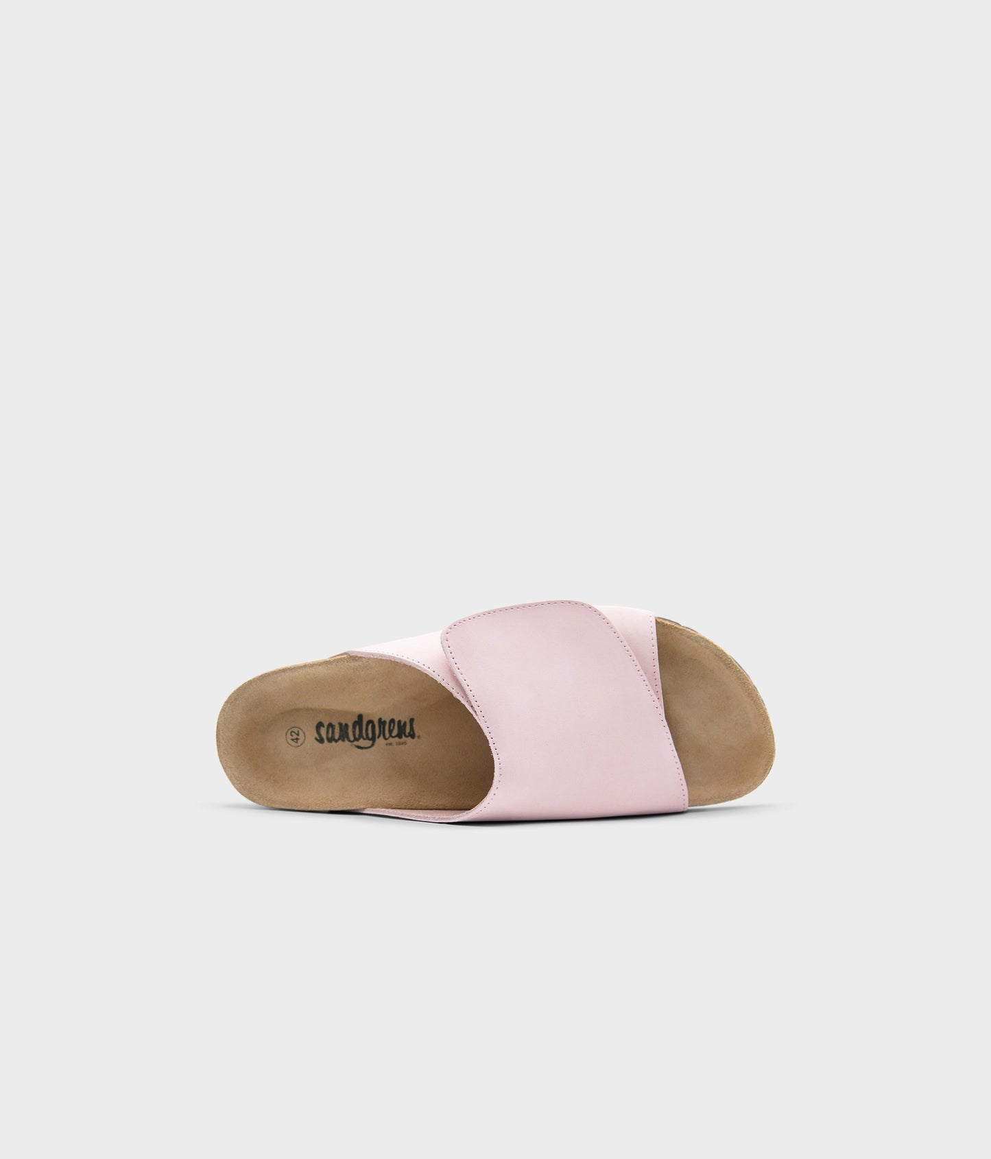 Vigo velcro cork sandals in pale pink nubuck leather, suede footbed and brown EVA outersole
