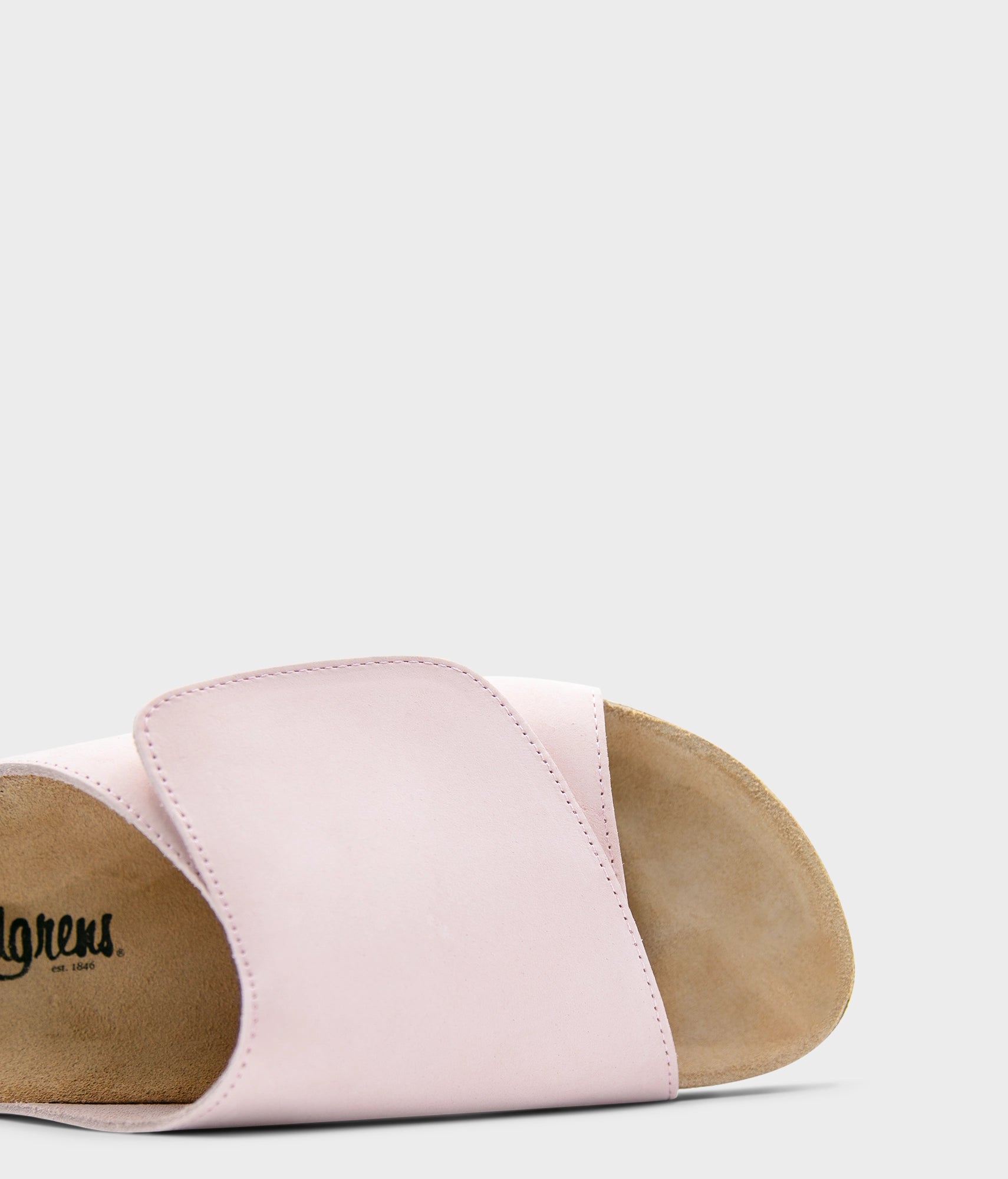 Vigo velcro cork sandals in pale pink nubuck leather, suede footbed and brown EVA outersole