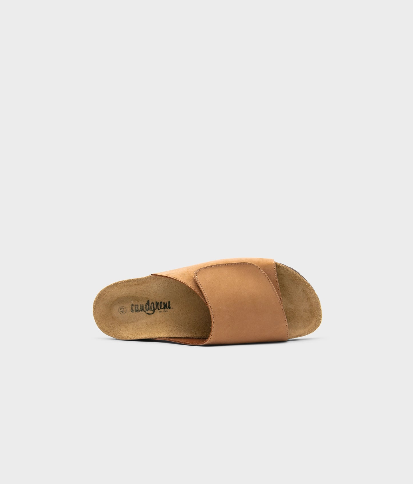 Vigo velcro cork sandals in light terracotta nubuck leather, suede footbed and brown EVA outersole