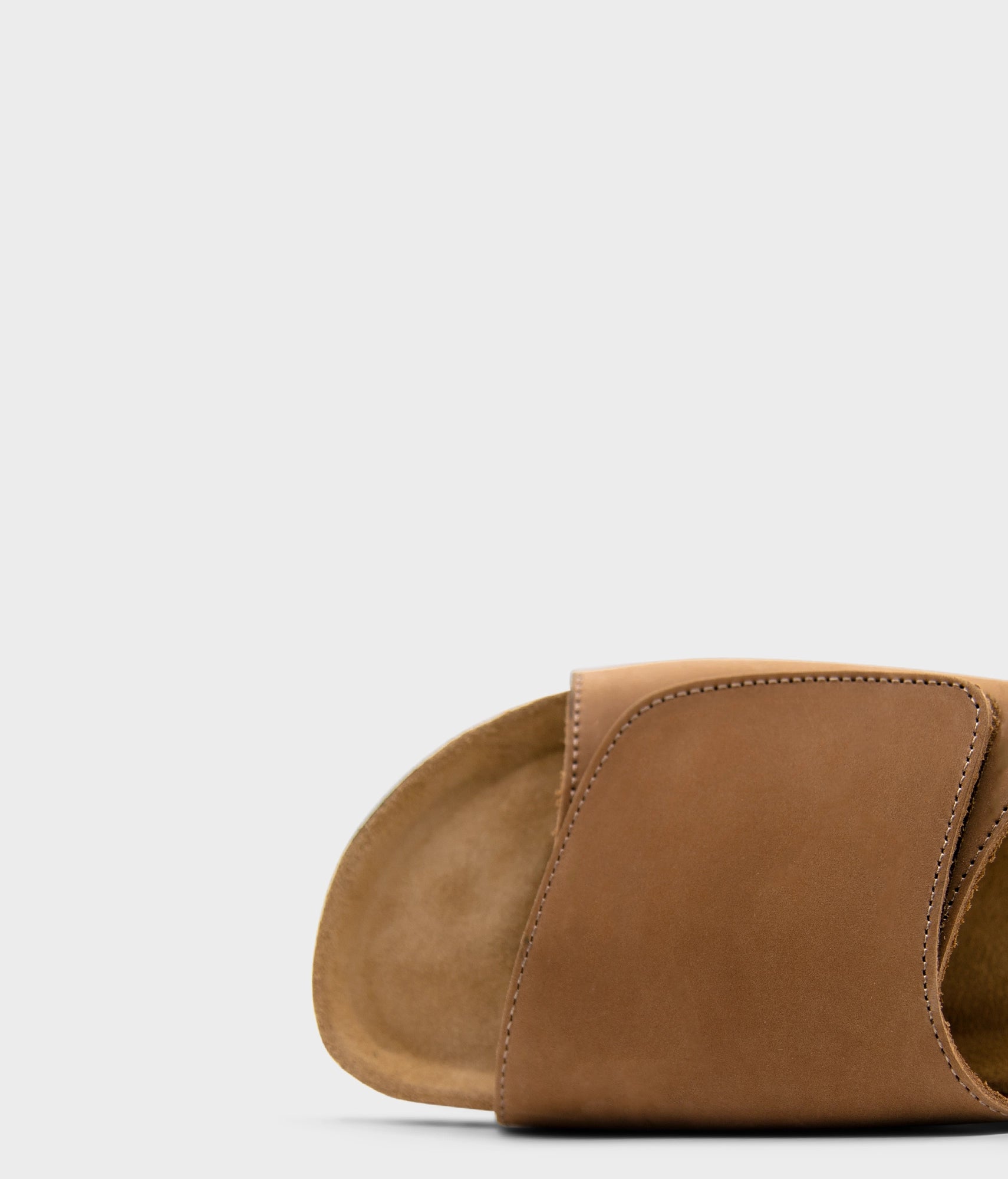 Vigo velcro cork sandals in light terracotta nubuck leather, suede footbed and brown EVA outersole