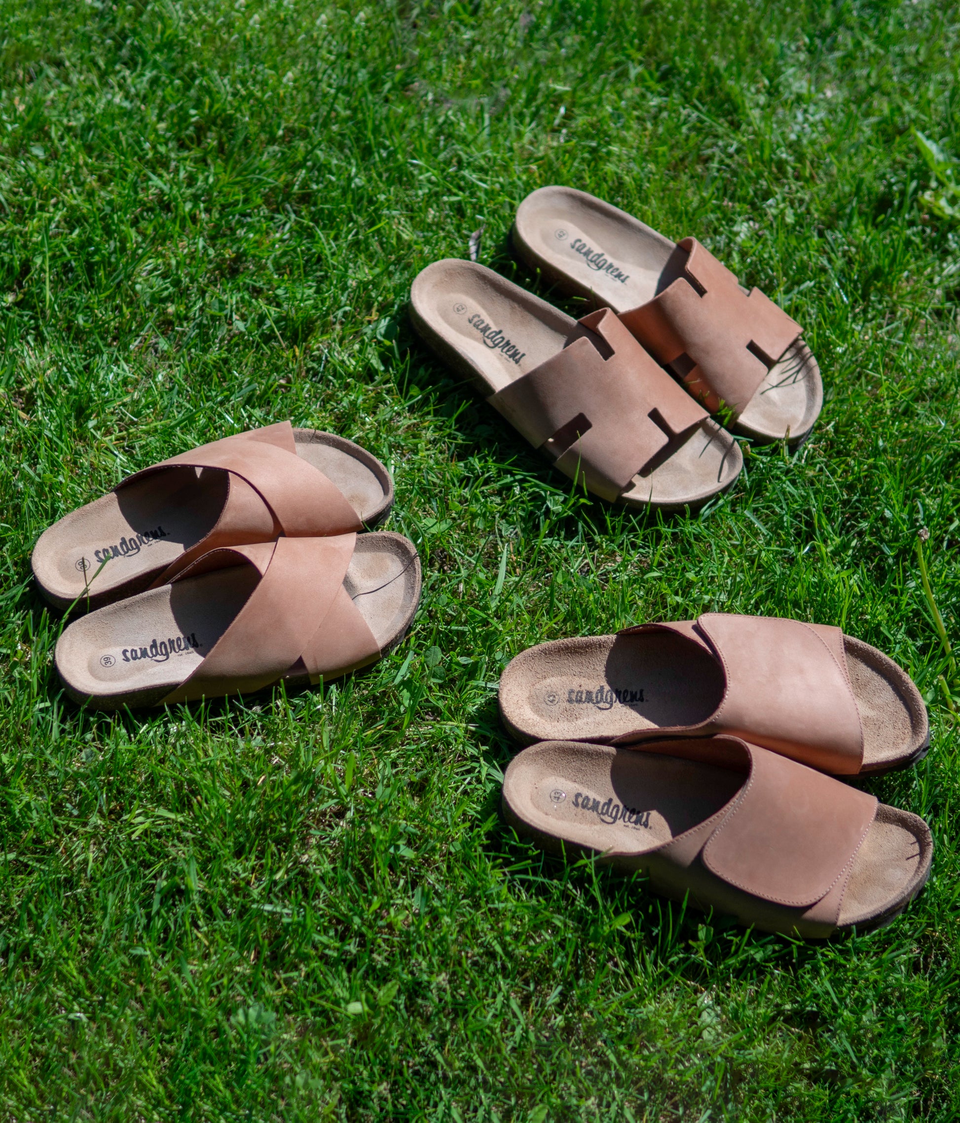 Vigo velcro cork sandals in light terracotta nubuck leather, suede footbed and brown EVA outersole