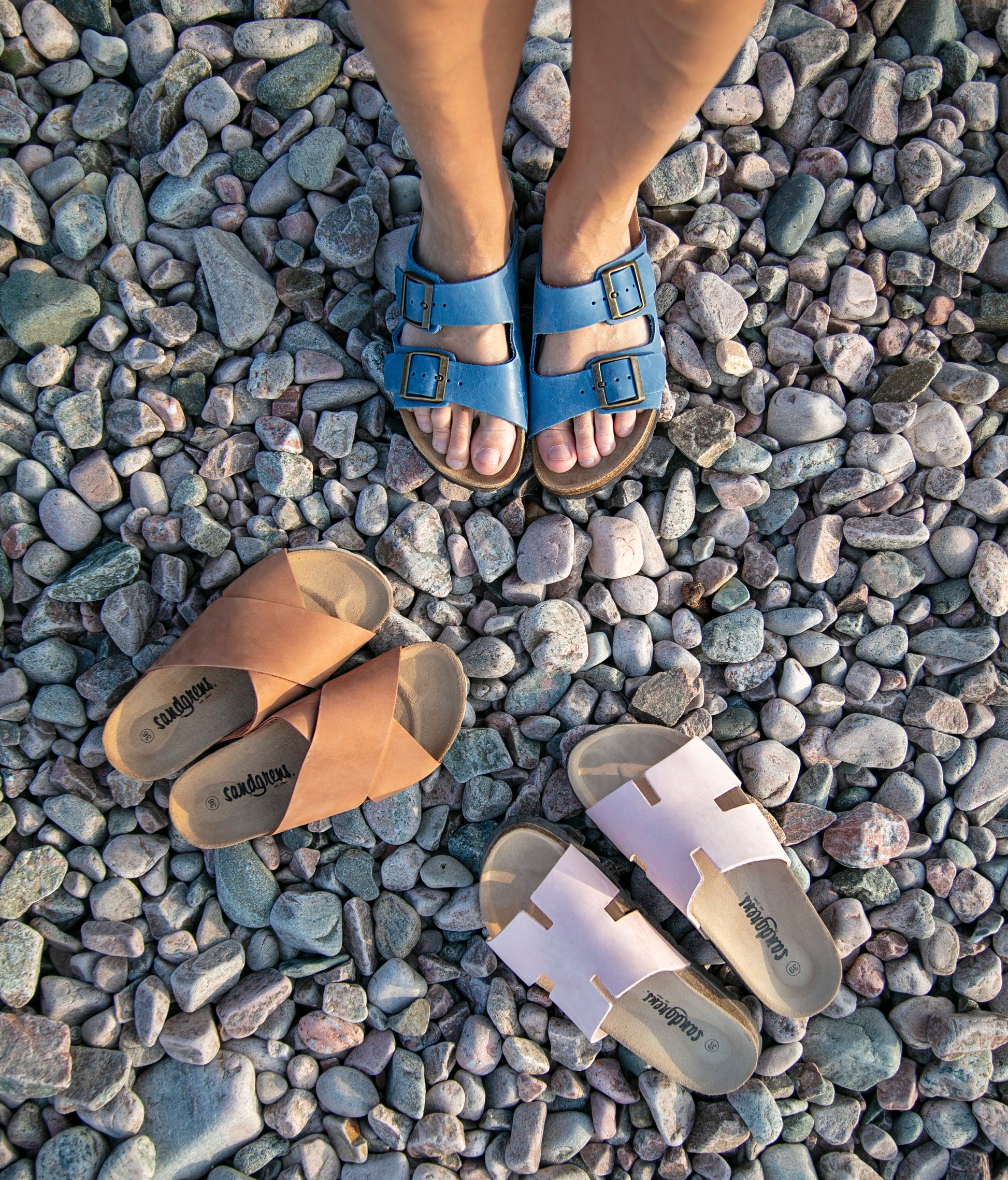 criss cross cork sandal in light terracotta oiled full-grain nubuck leather with a brown EVA outersole and suede footbed